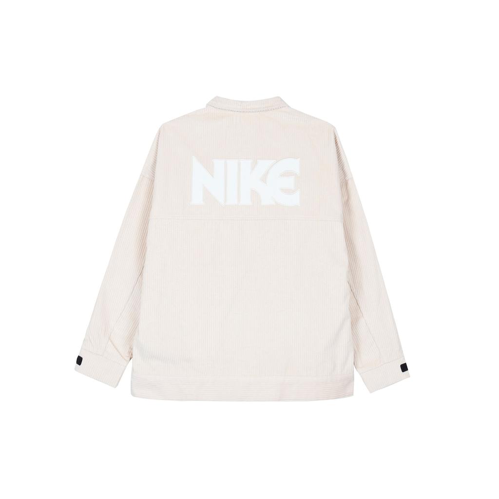 Nike Letter Print Smiley Face Corduroy Collar Casual Sports Jacket Women Jackets Pink HF0355-104