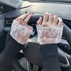 1Pair Detachable Cuffs Lace Flower Mesh Fake Flared Sleeves Double Layer Pleated Ruched False Cuffs Sweater Blouse Wrist Warmers
