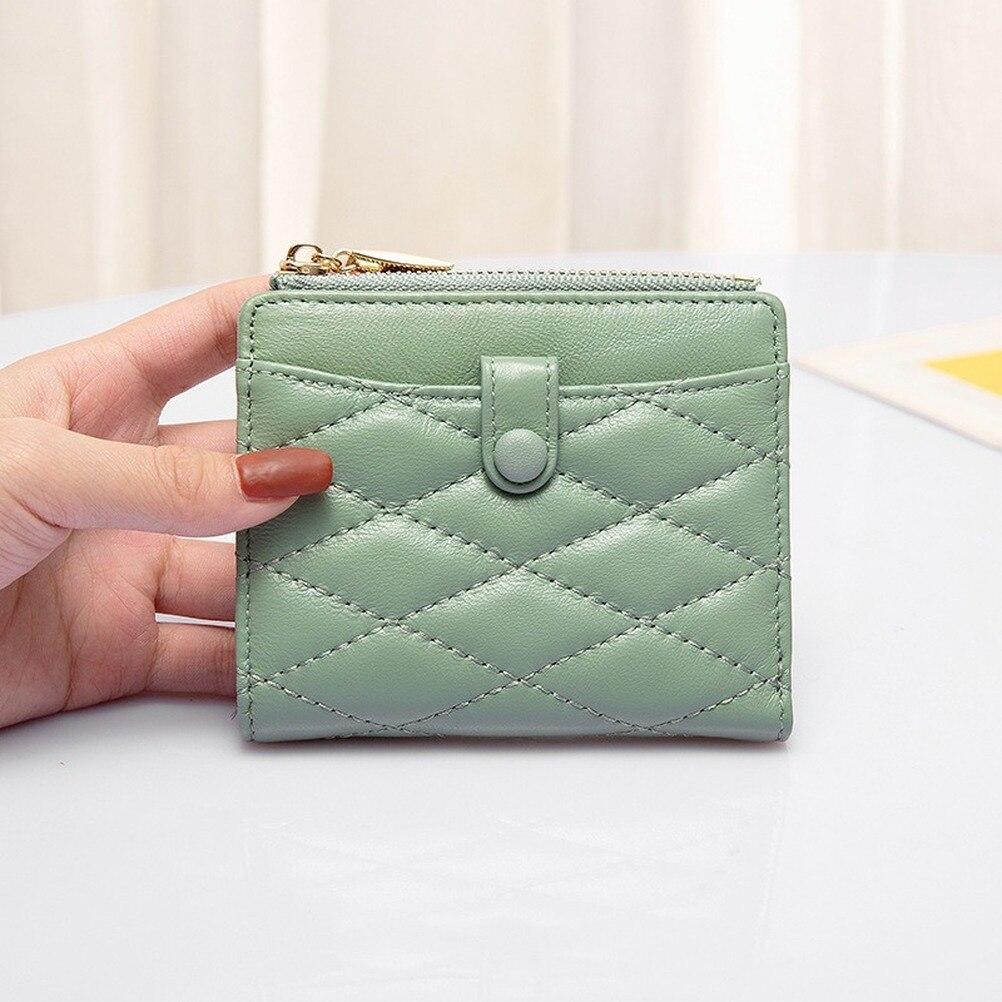Genuine Leather Wallet Women's Compact Rhomboid Short Sheepskin Card Case 2021 Thin Cute Coin Purse