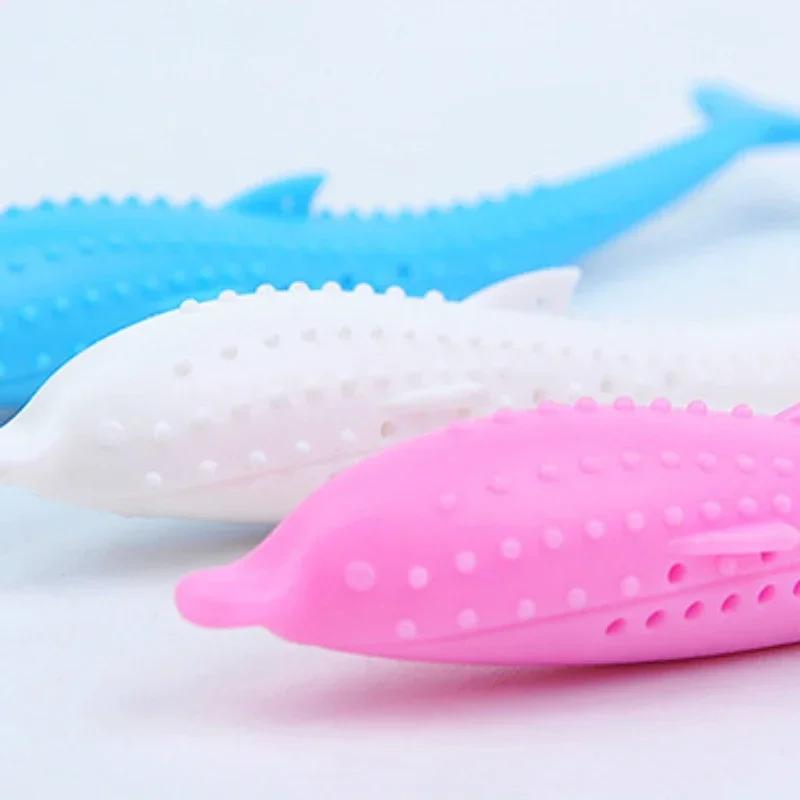 1pc Cat Teeth Brushing Toy Teeth Cleaning Cat Stick Fish-shaped Silicone Toy Chew Resistant Interactive Toys Catnip Pet Supplies