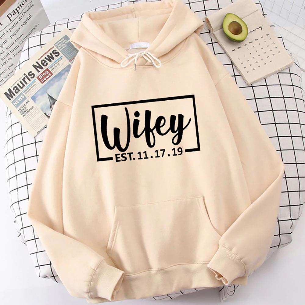 New Men'S Women'S Winter Autumn Fashion Hooded Wifey Casual Long Sleeve Hoody Hoodies Sweatshirts Loose Pullover