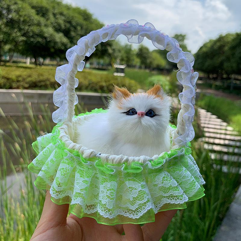 Realistic Meowing Kitten Flower Basket Doll - 2024 New Style for Girls and Kids.