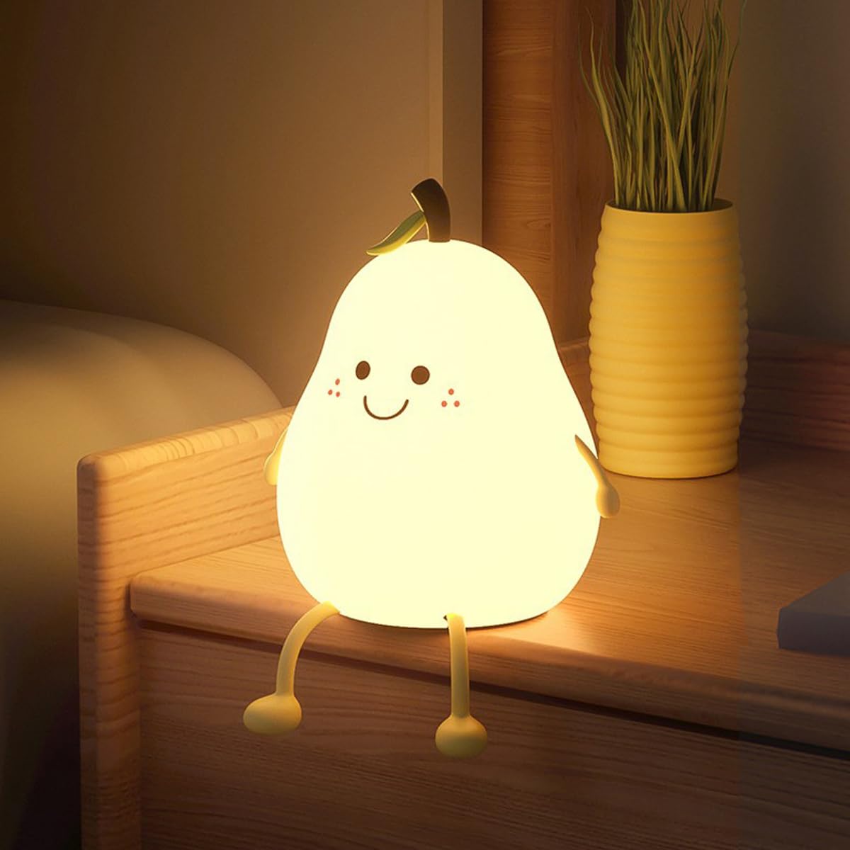 

Cute Pear-Shaped LED Night Light, Nursing Light, Table Lamp with Timer, 7 Color Changes, 3 Dimmable Levels, USB Charging, Ambient Lighting,