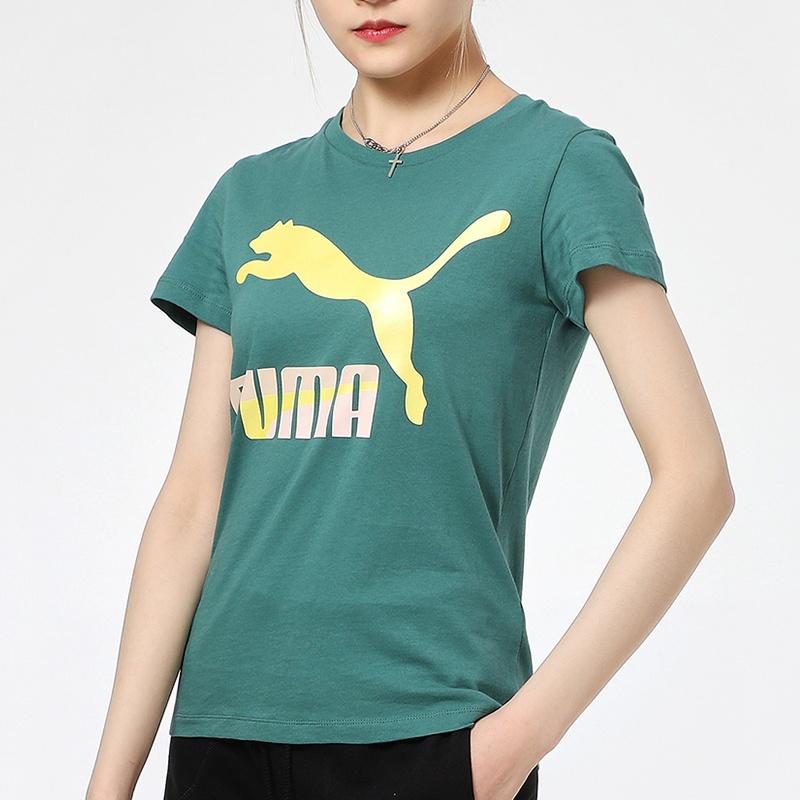 PUMA T Shirts Women's Green Crew Neck Moderate Other 532282-45