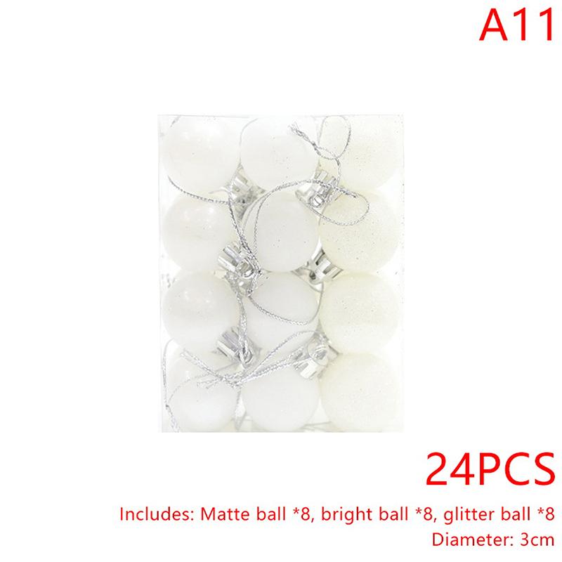 24Pcs 3Cm Christmas Ball Ornaments Xmas Tree Balls Christmas Tree Hanging Pendant Festive Party Supplies Christmas Decor