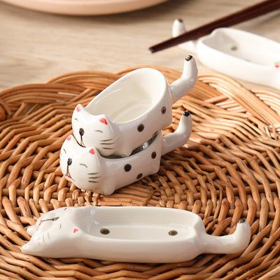 Zastawa stołowa kuchenna Ceramiczne miseczki do dipów Talerzyk na przyprawy Uroczy kształt zwierzęcia kota Zastawa stołowa Talerzyk na sos sojowy ocet przekąski