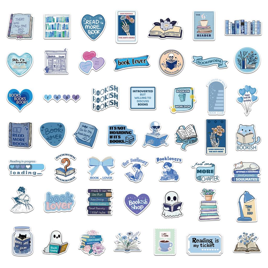 10/25/50 Stück Blaue Buchliebhaber Lese Buchliebhaber Sticker Graffiti für Wasserdichtes DIY Scrapbooking Handy Laptop Aufkleber Koffer