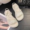 Stepping on shit sandals women's summer 2025 new beach shoes ins trendy fairy wind flat bottom wear non-slip Roman sandals