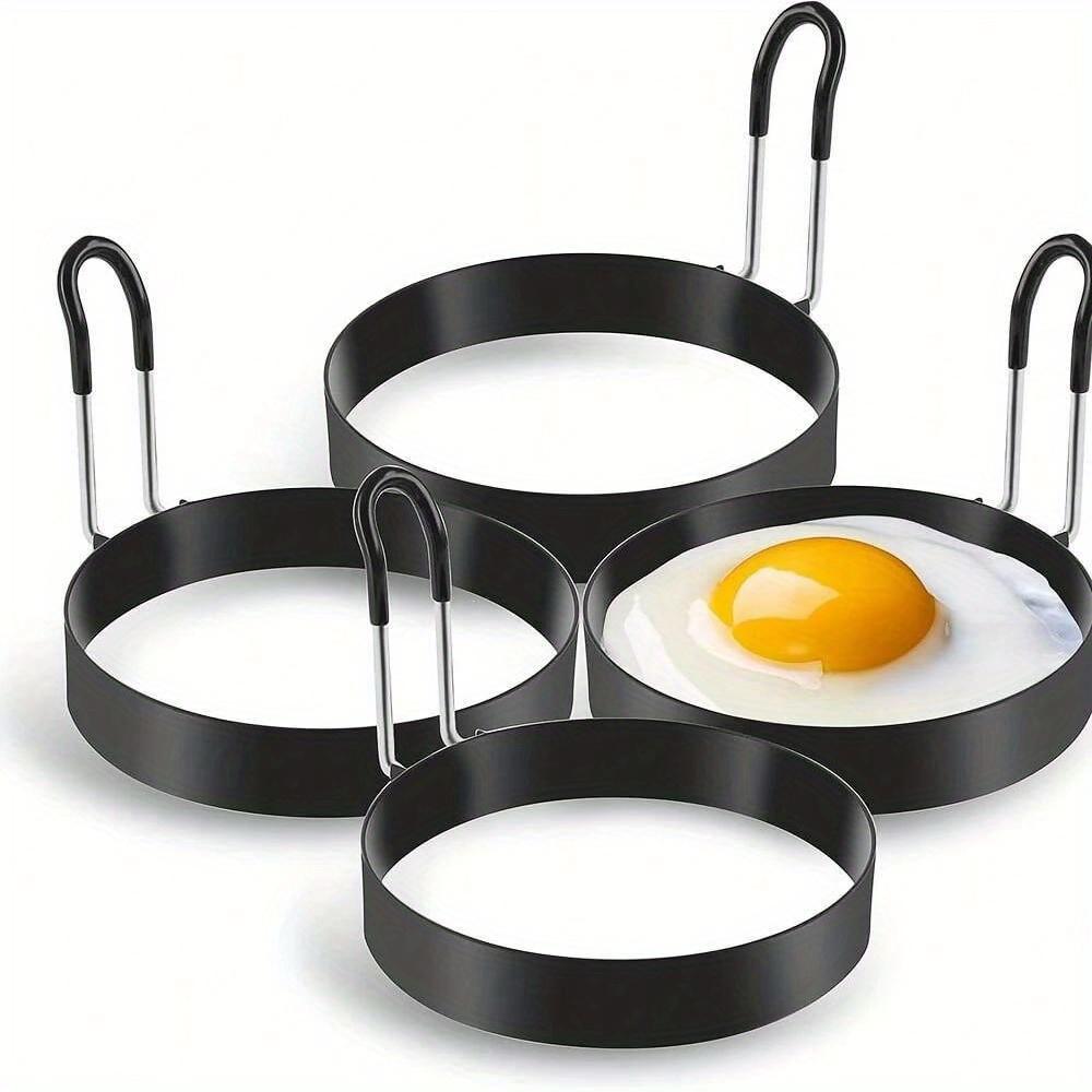 4Pcs/Set Egg Rings Stainless Steel Egg Molds for Frying Round Egg Cooker Ring for Griddle Breakfast Cooking Fried Egg Rings Nonstick Mold