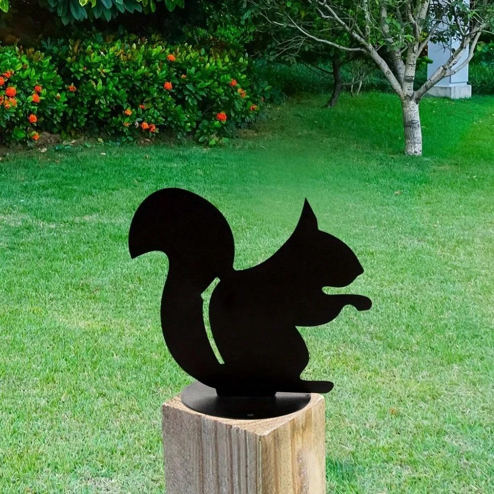 1pc Animal Metal Garden Stakes, Black Silhouette Yard Sign with Base, Outdoor Lawn Ornament for Fence Patio Decor