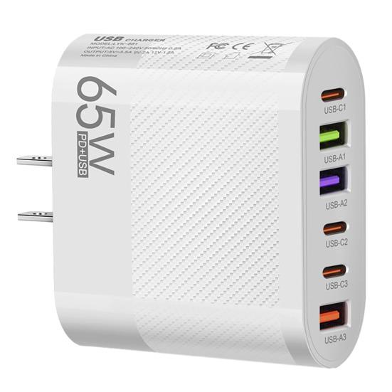 3.5A 65W Phone Charger Head 3USB 3Type-C Fast Charging High Power Universal US Plug Travel Wall Charger Adapter