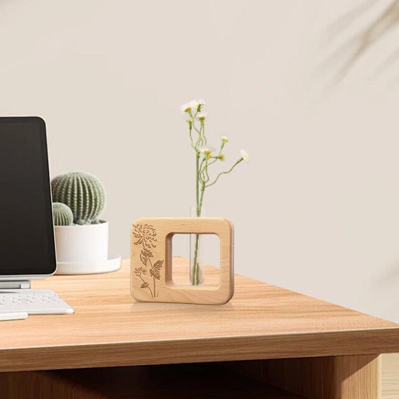 1PC Flower Arrangement Creative Floral Pattern Floral Art Wood Desktop Plastic Handmade Hydroponic Bottle DIY Home Decorations