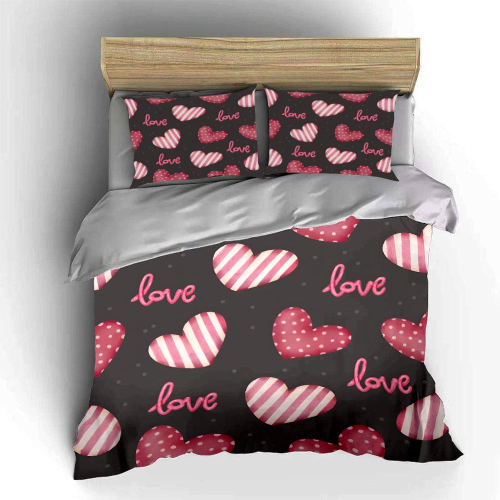 Various Size Romantic Heart-Themed Gift Set  Kid'S And Adults' Bedroom Decor, Exquisite Three-Piece Bedding Set Gift