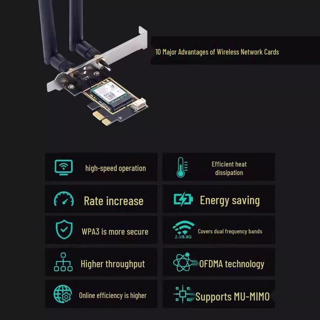 MT7925 Tri-band PCIe Network Card - WIFI7 Gigabit 5G/6G for Desktop
