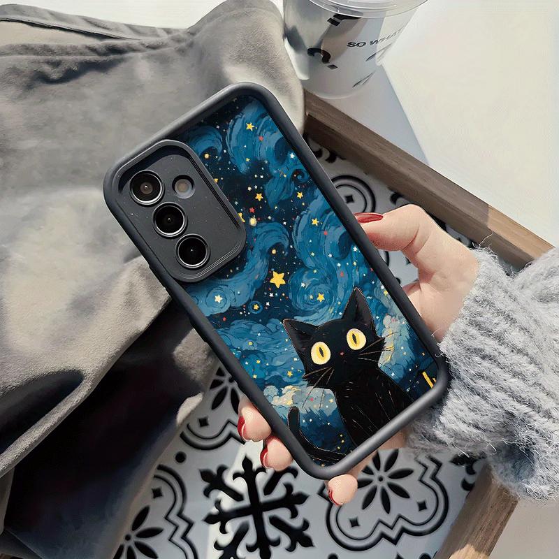 Black Cat phone case under the starry sky is suitable for Samsung Galaxy S26 S25 S24 S23 S22 S21 S20 FE/Ultra/Plus5G anti drop