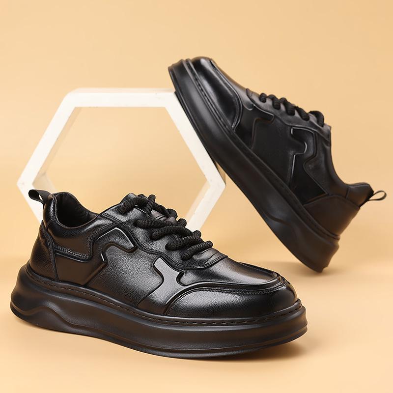 Trendy brand autumn new board shoes men's leather platform leisure sports white shoes men's shoes men's advanced sense ruffian handsome