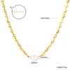 Unique and niche stainless steel bead chain necklace with oval white pearl pendant, elegant accessory for girls, sweet gift