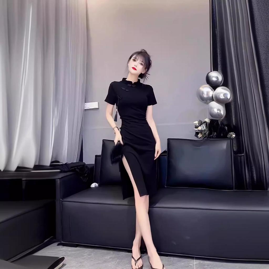 Chinese style retro fashion foreign style dress women's summer temperament socialite new Chinese style improved cheongsam dress