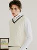 20Th Hole Cable Contrast V-Neck Knit Vest [Ivory Black]