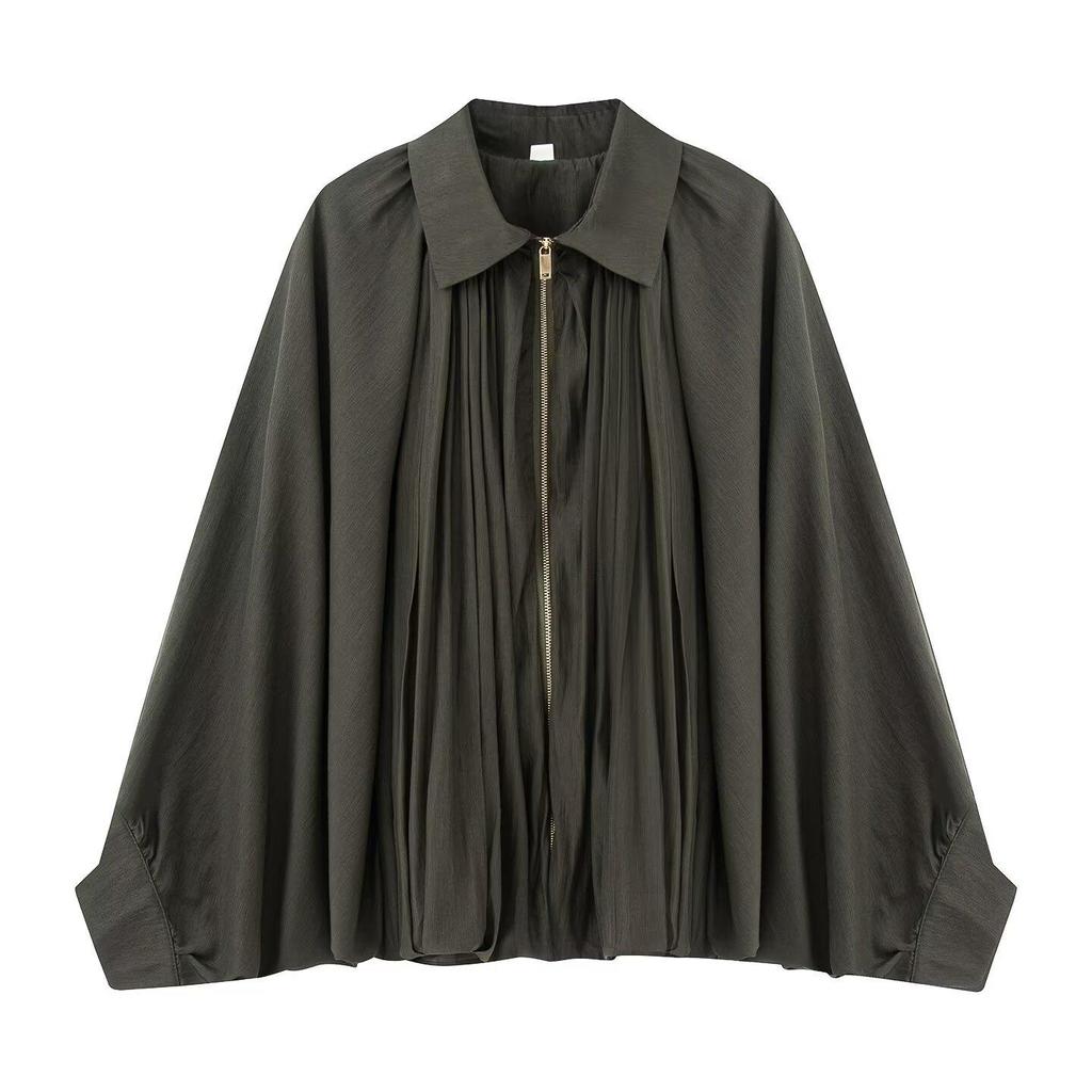 European & American Style Women's Puff Sleeve Bomber Jacket