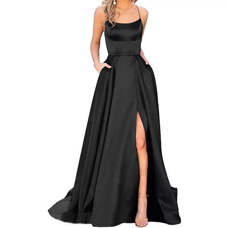 Solid color bridesmaid dress long dress thin off shoulder girlfriend fashion bridesmaid evening dress