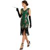 V Neck Dress Roaring 20s Great Gatsby Dress for Women 1920s Dress Evening Gown Cocktail Party Dresses Women's Sequin Bead Fringed Hem Flapper Dress