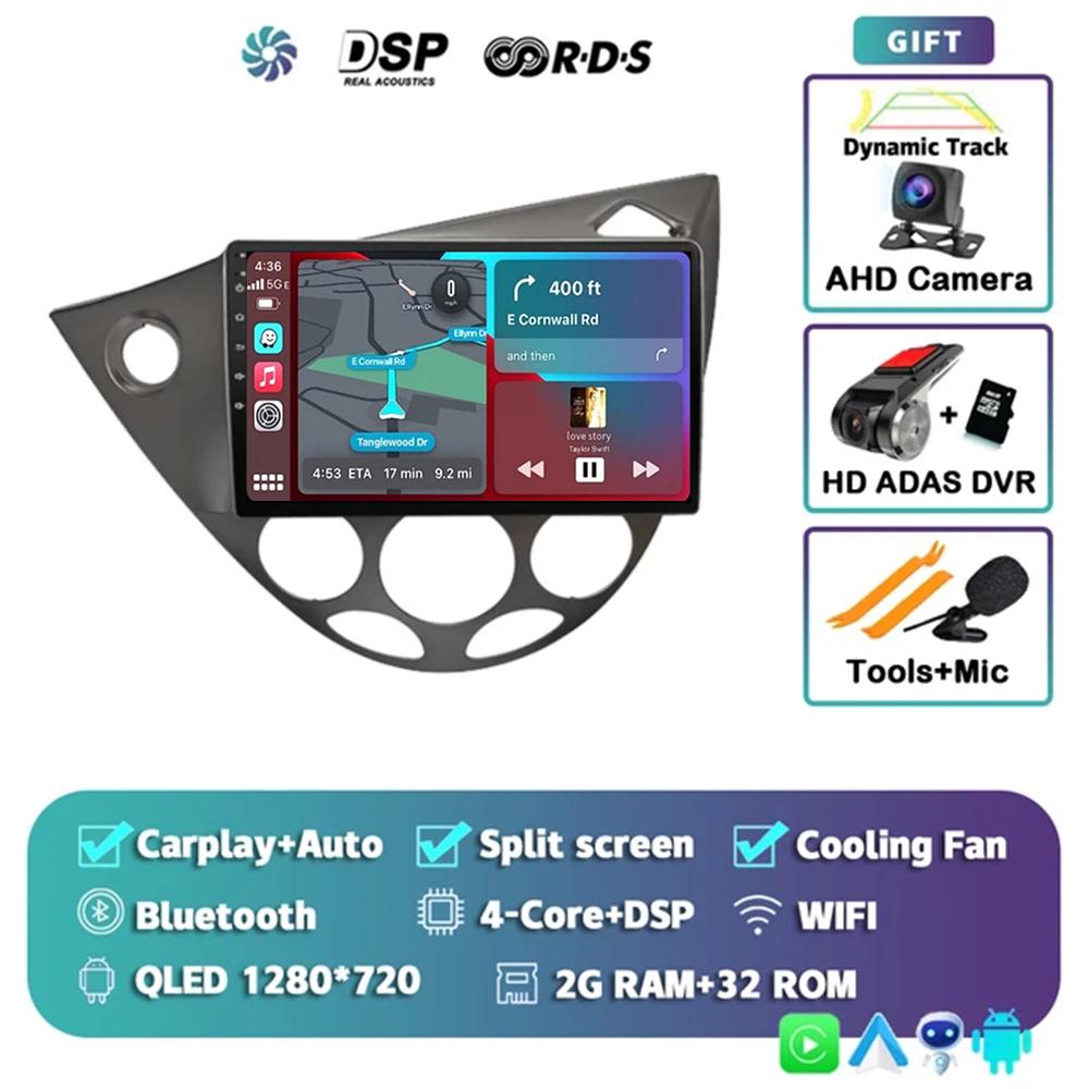 9" Android 14 Car Radio For Ford Fiesta 1995-2001 Focus MK1 1998-2004 2 Din Stereo Multimedia Player Carplay Autoradio Head Unit
