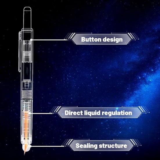 Retractable Fountain Pen Fine Nib Set 0.38mm Black/Blue Ink Transparent Barrel Pen with 5 Refillable Ink Cartridges for Sketching