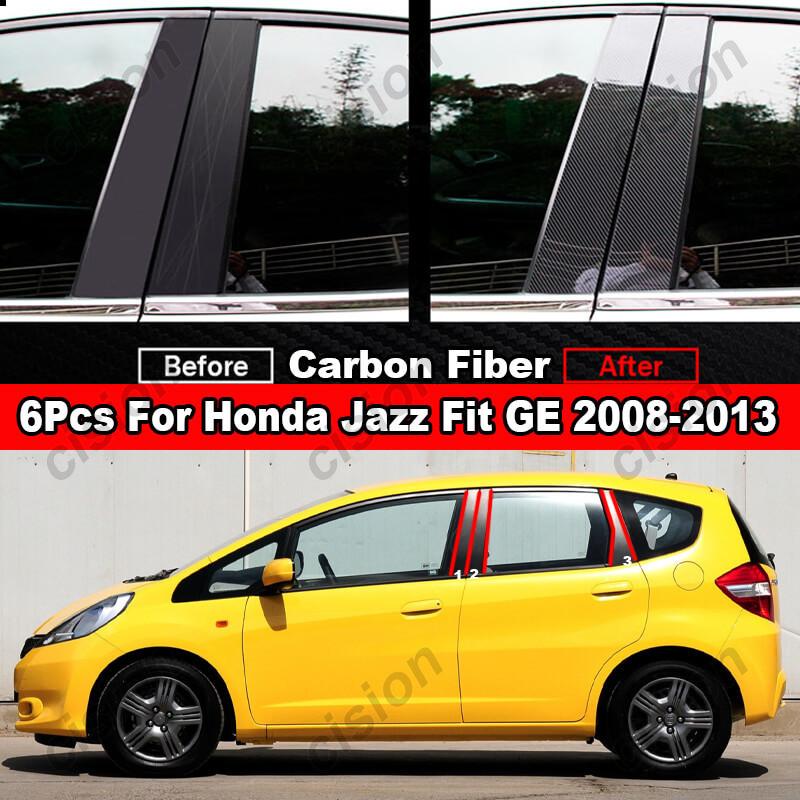 6Pcs Car Window Door Column B C D BC Pillar Post Cover Trim for Honda Jazz Fit GD GE GK GS GR 2001- Mirror Effect PC Sticker