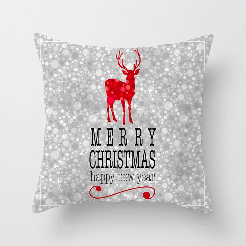 Red Christmas Tree Snowflake Elk Cushion Cover Christmas Pillowcase Home Holiday Decorations New Year Gift