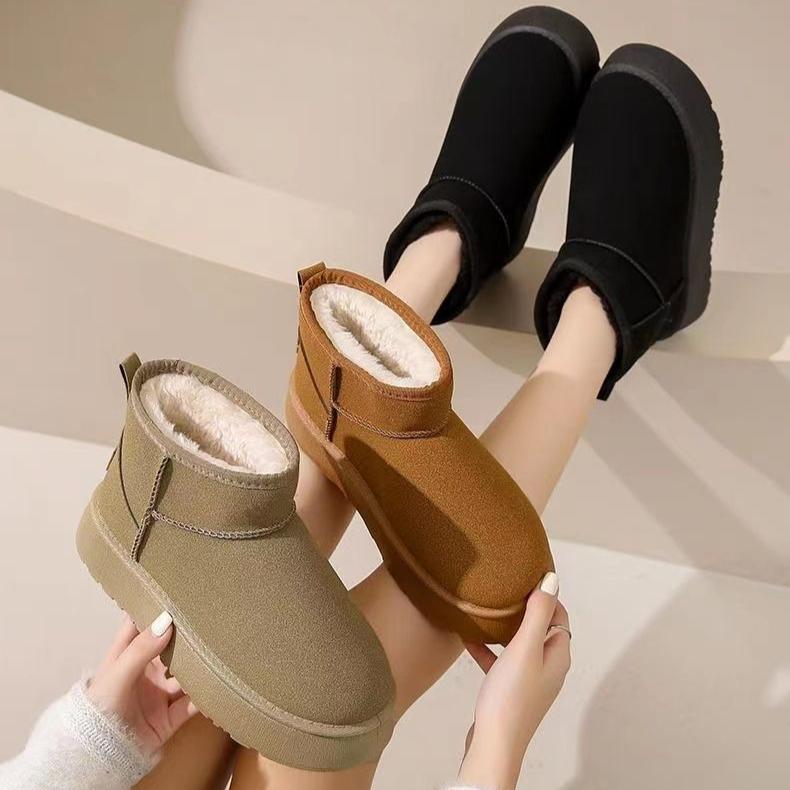 Dicksohlige Anti-Rutsch-Schneestiefel für Damen im Winter Warme Brotschuhe mit zusätzlichem Samt und dicker Baumwolle Schuhe für einen Fuß