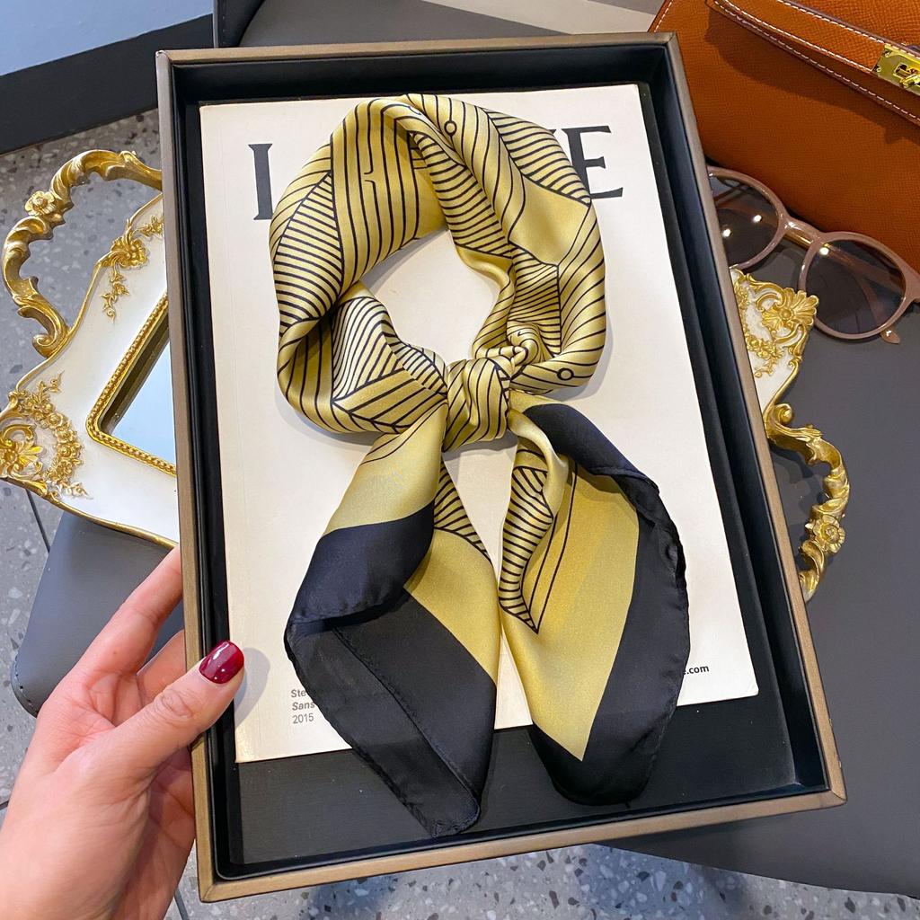 Small Silk Scarf Women'S Versatile High-End Decorative Square Scarf Professional Small Scarf Simulation Silk Korean Version Streamer Bag