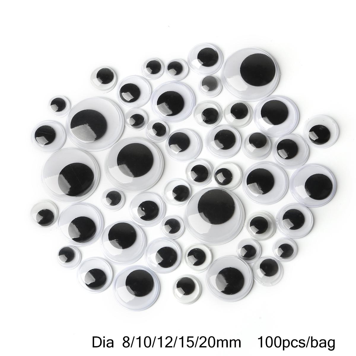 

100-550 шт., черно-белые глаза, самоклеящиеся детские куклы ручной работы, аксессуары для игрушек, декор для шитья, принадлежности для рукоделия, скрапбукинга 100pcs