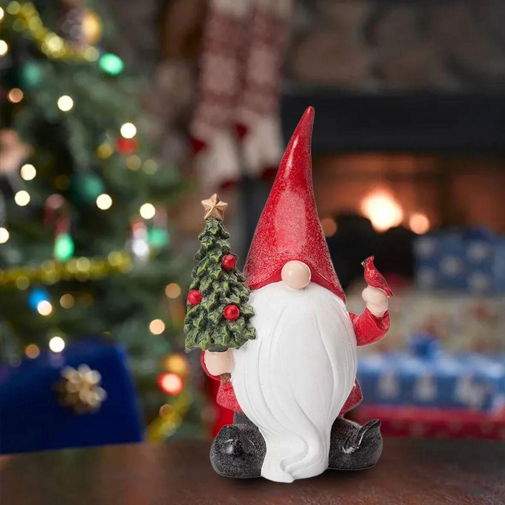 Resin Christmas Santa Claus Statue Cute Dwarfs Figurines  Outdoor