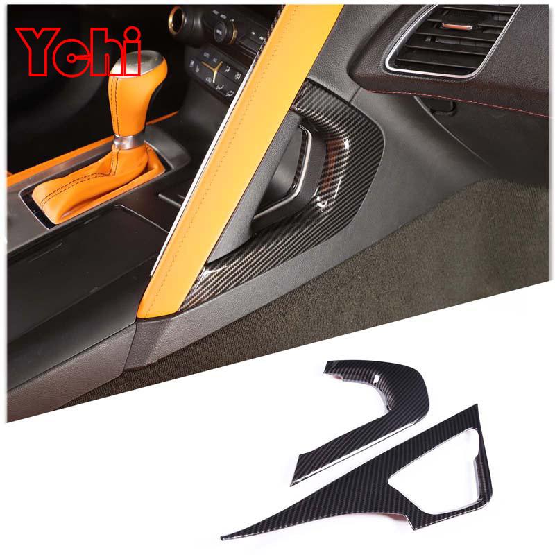 For Chevrolet Corvette C7 2014-2019 ABS Carbon Fiber Interior Kit Dashboard Console Gear Shift Panel Decoration Cover Stickers