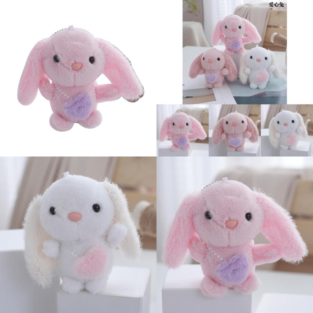 Charming Pink Plush Bunny Keychain Miniature Cuddly Doll Perfect For Children's Presents