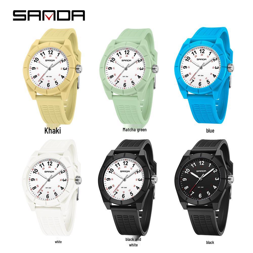 SANDA Unisex Luminous Korean Style Nurse Watch: Lightweight, Thin, Waterproof, Large Dial Quartz Watch for Teens