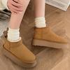 Fashion Winter Brown Snow Boots Plush Suede Ankle Boots Waterproof Warm Cotton Women Boots Slip On Fleece Thickened Flat Short Booties