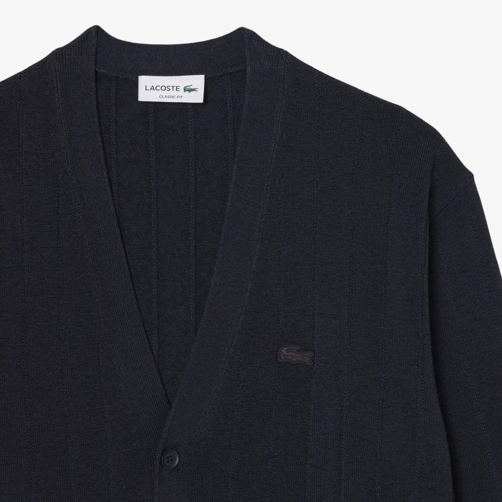 [lacoste] Men's PARIS PACK Ribbed V-Neck Cardigan AH1039-56G350