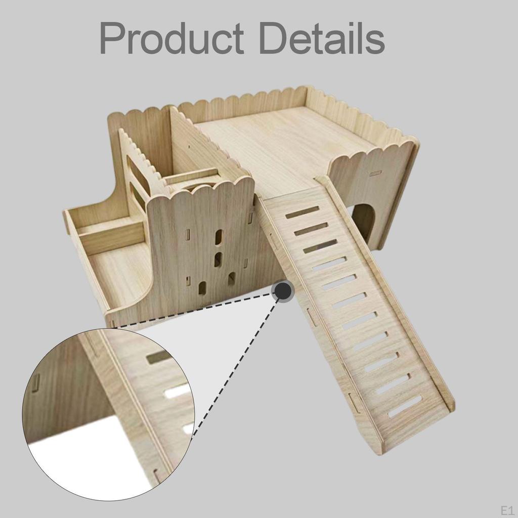 Convertible Wooden Hamster House, Guinea Pig Enclosure, Chinchilla Hut, Feeding Area And Spa