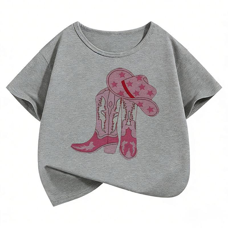 Fashion Shoes Design Printed Streetwear Harajuku Summer Style Funny Cute Girl Tops Boy Tshirt Street Kid T Shirt Short Sleeve