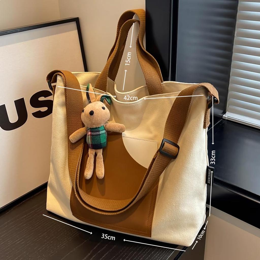 DOSARRIBA Canvas Tote Bag, CrossbodyShoulder Bag, Large Capacity, Zippered Cloth, Interior and Exterior Pockets, Ultra-Lightweight (480g), Unisex,