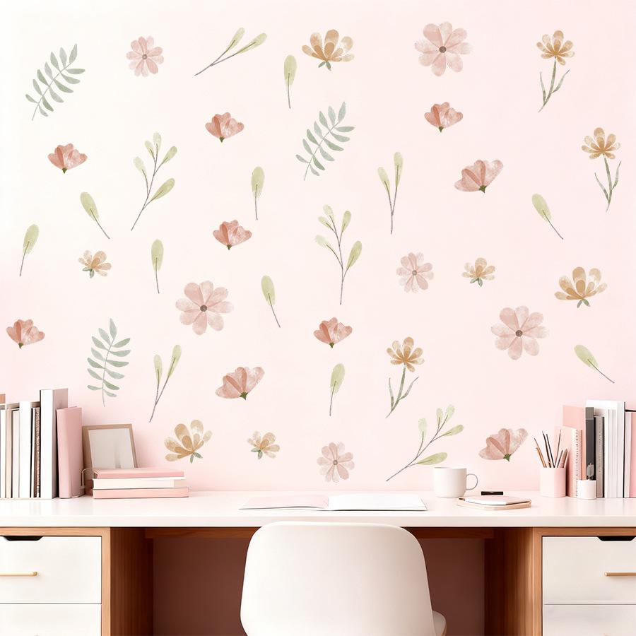 Boho Style Flowers Children’s Wall Stickers Girls Room Nursery Wall Art Decals for Living Room Bedroom Kids Room Home Decoration