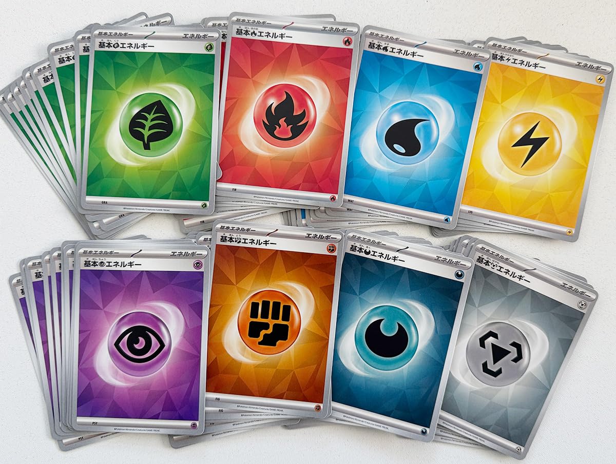 Nintendo Pokémon Card Game Basic Energy Card Set 80 Cards 8 Types 10 Each Tera Style Bonus Damage Counters