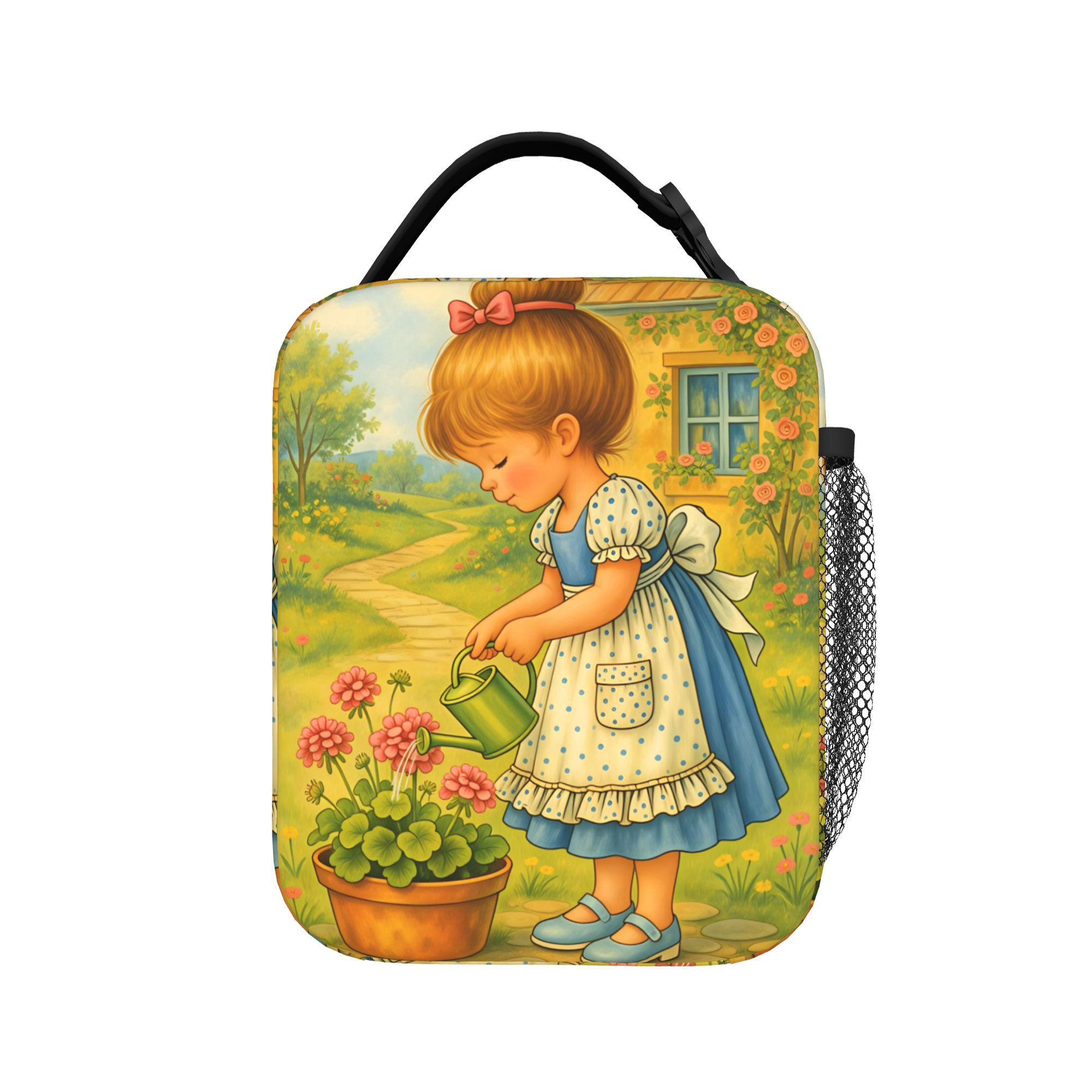 Sarah Kay Watering Flowers Lunch Bag  Portable Lunch Box Child School Custom Cooler Bag Fun Waterproof Thermal Lunch Bags One Size