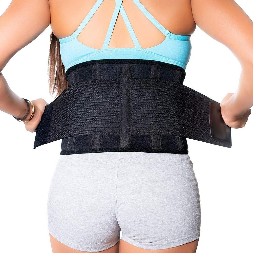 PRIVFIT Lower Back Waist Compression Brace Lumbar Support Belt for Back Pain Belt with Dual Adjustable Straps for Men and Women (Large)