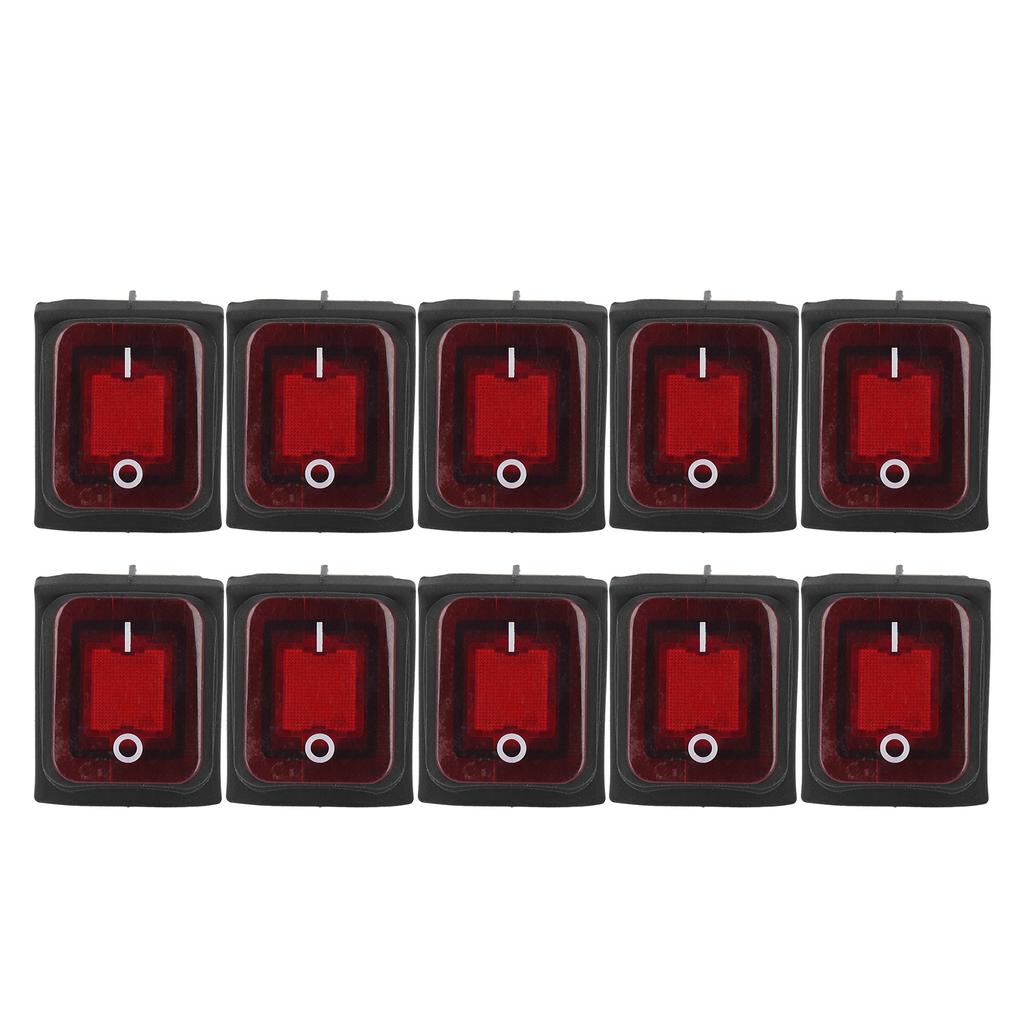 10 buc întrerupător basculant cu 2 poziții, pornit/oprit, 30A AC 125V 250V, pentru barcă, cu lumină LED, 4 pini