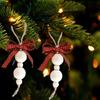 Christmas Christmas Ornaments Plaid Ribbon Wooden Beads Minimalist Style Bag Pendant Farm Style 15cm
