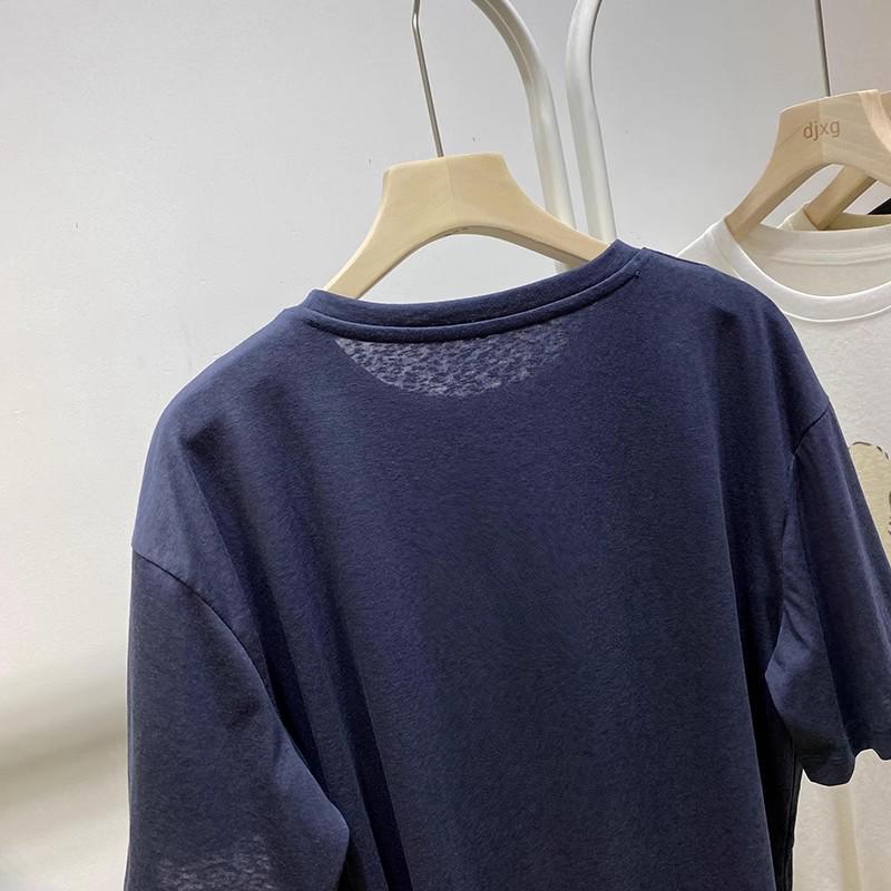 Camiseta de Algodão Feminina de Verão com Estampa de Coelho de Desenho Animado: Solto, Confortável, Manga Curta, Comprimento Médio