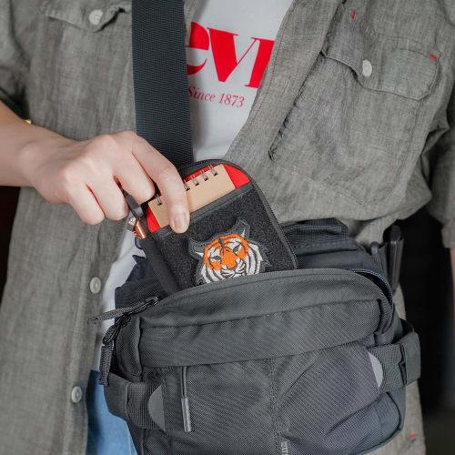 SP1 EDC Pouch, Pocket Organizer, Mighty Pouch for Men, EDC Bag with Patch Area, Small Tool Pouch with D-Ring, Elastic Organizer Utility Pouch for Mult